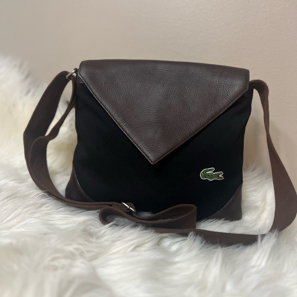 Lacoste Black and Brown Messenger Bag